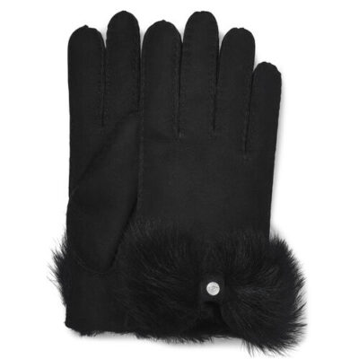 UGG Long Pile Bow Handschoenen voor Dames in Black, maat M | Shearling