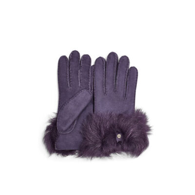 UGG Long Pile Bow Handschoenen voor Dames in Nightshade, maat S | Shearling