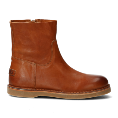 Shabbies Enkellaars met rits glad leer cognac