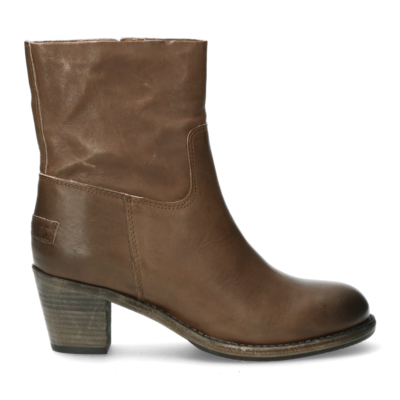 Shabbies Enkellaars met hak en ritssluiting taupe