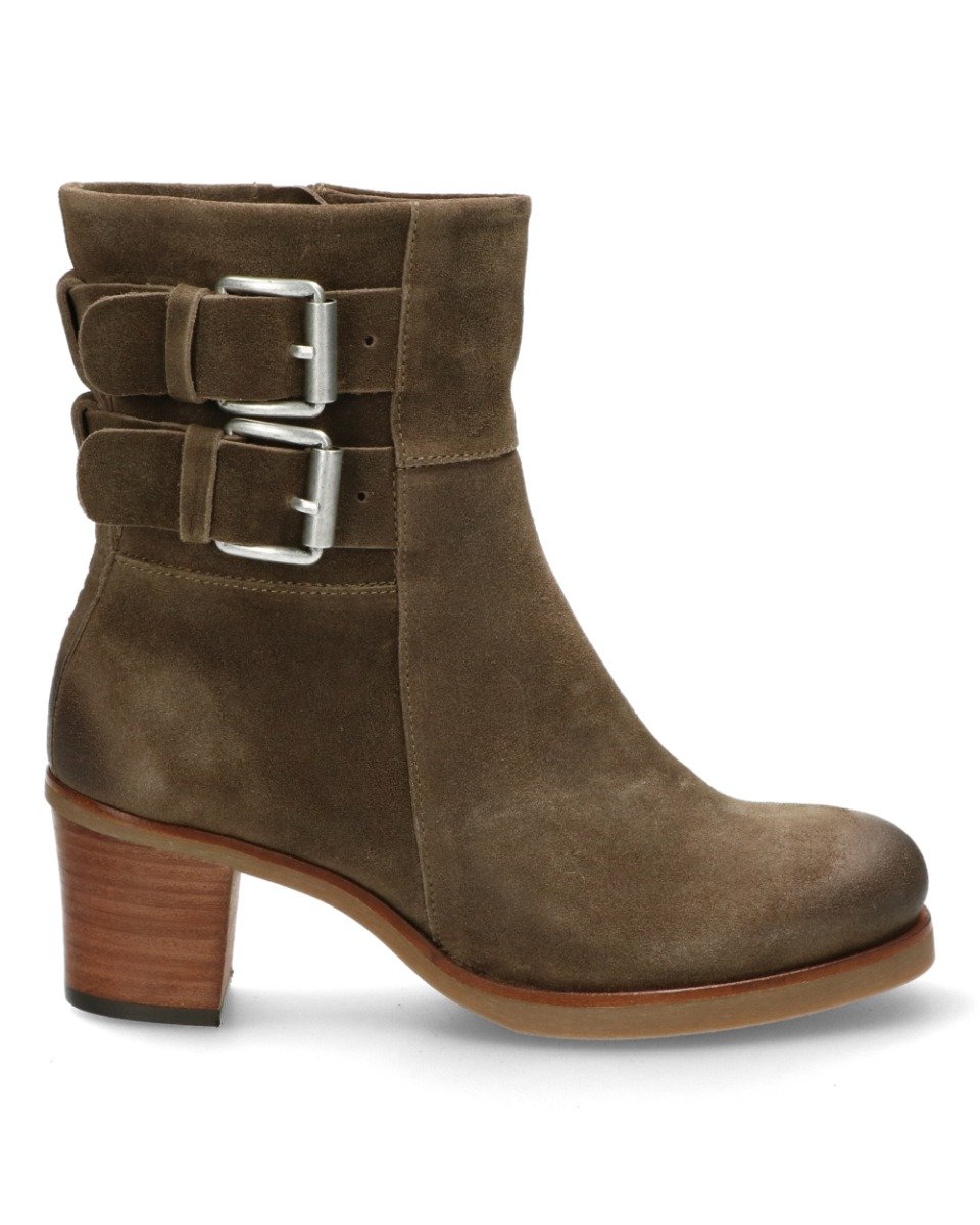 Shabbies Enkellaars met hak gewaxt geschuurd leer taupe