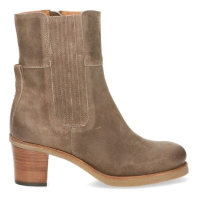 Shabbies Enkellaars met hak gewaxt geschuurd leer taupe