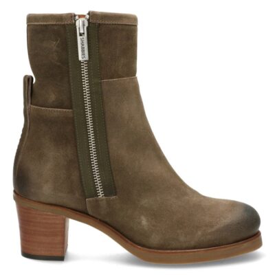 Shabbies Enkellaars met hak gewaxt geschuurd leer taupe