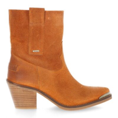 Shabbies Cognac gewaxt suède western enkellaars