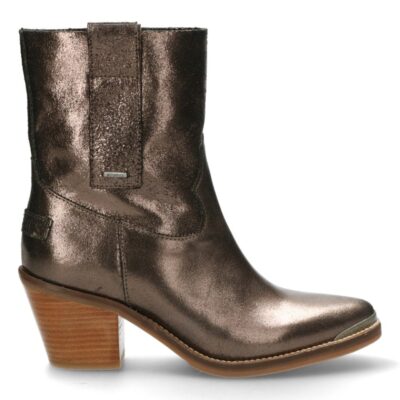 Shabbies Western enkellaars natuurlijk metallic leer zwart