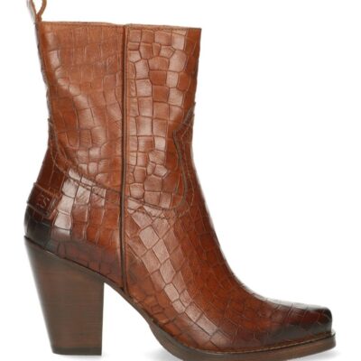 Shabbies Western enkellaars geprint leer bruin