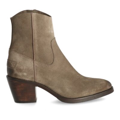 Shabbies Enkellaars met hak gewaxt geschuurd leer taupe