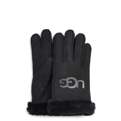 UGG Sheepskin Logo Handschoenen voor Dames in Black, maat S | Shearling