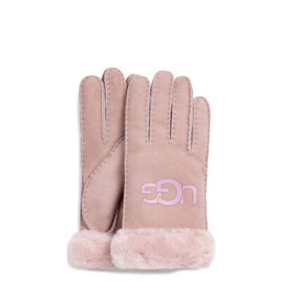 UGG Sheepskin Logo Handschoenen voor Dames in Pink Crystal, maat S | Shearling