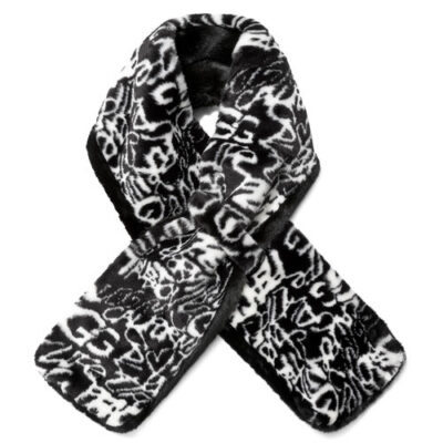 UGG Faux Fur Pull Through Sjaals voor Dames in Graffiti Ugg Black White, maat OS | Polyester