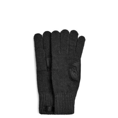 UGG Knit with Leather Patch Handschoenen voor Heren in Black, maat OS | Breien