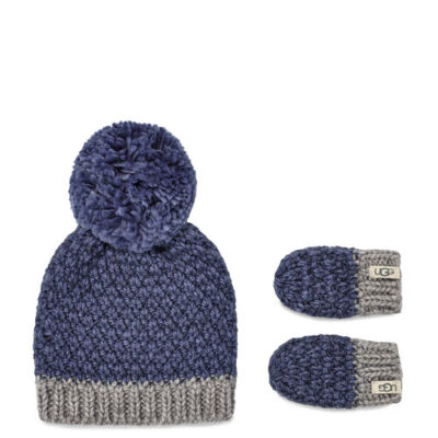 UGG Knit Hat and Mitten Set voor Babies in Ensign Blue, maat OS | Acrylmix