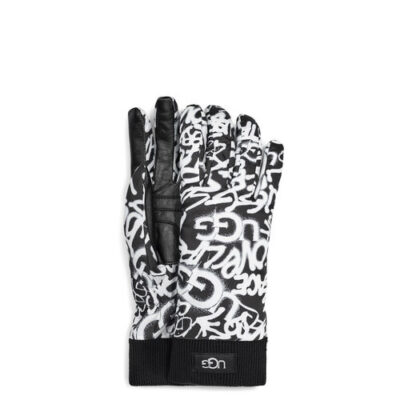 UGG Graffiti All Weather Handschoenen voor Dames in Graffiti Ugg Black White, maat S/M | Polyester