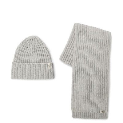 UGG Rib Knit Hat and Scarf Set voor Kinderen in Light Grey, maat 4/6 Jaar | Acrylmix