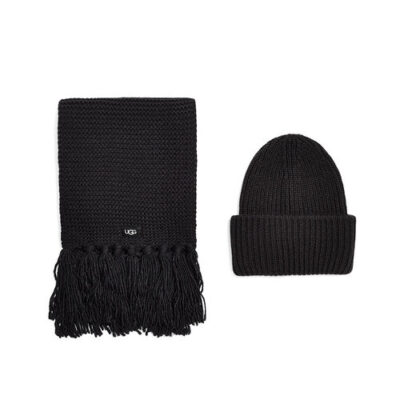 UGG Knit Cuff Sets aus Mütze und Schal voor Dames in Black, maat OS | Acrylmix