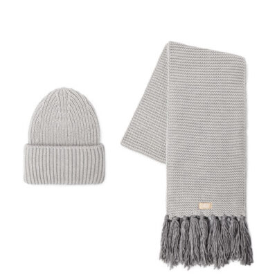 UGG Knit Cuff Sets aus Mütze und Schal voor Dames in Light Grey, maat OS | Acrylmix