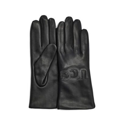 UGG Leren Logo handschoen voor Heren in Black, maat M | Leder