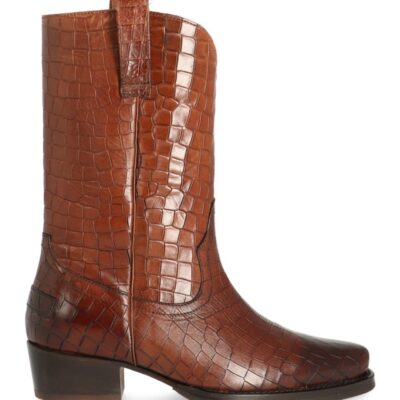 Shabbies Western laars geprint leer bruin