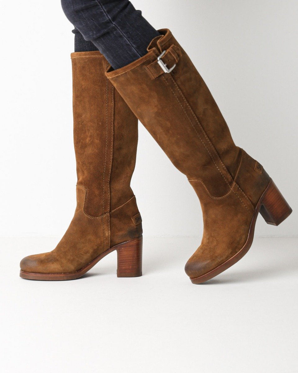 Shabbies Laars gewaxt suede bruin
