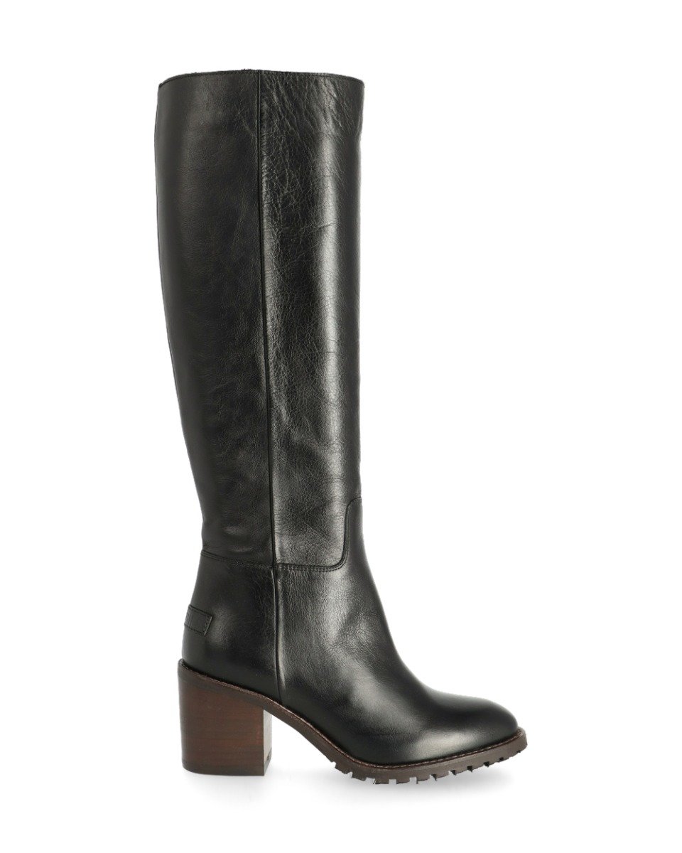 Shabbies BOOT 7 CM SHINY GRAIN LEATHER Black