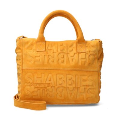 Shabbies Gele suède handtas met logoprint