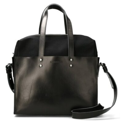 Shabbies Zwarte handtas glad leer