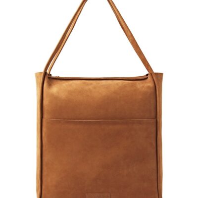 Shabbies Grote schoudertas geschuurd leer licht cognac