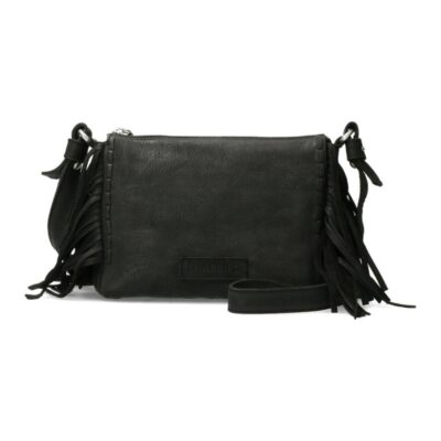 Shabbies Zwarte crossbody tas met franjes