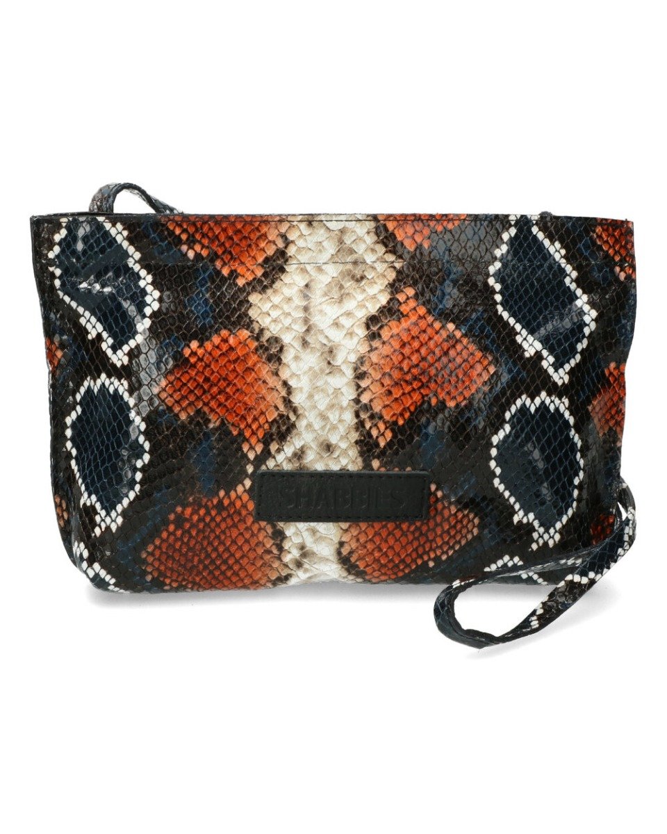 Shabbies Blauwe crossbody tas met slangenprint