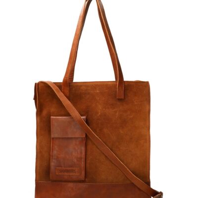 Shabbies Grote shopper gewaxt suède oranje