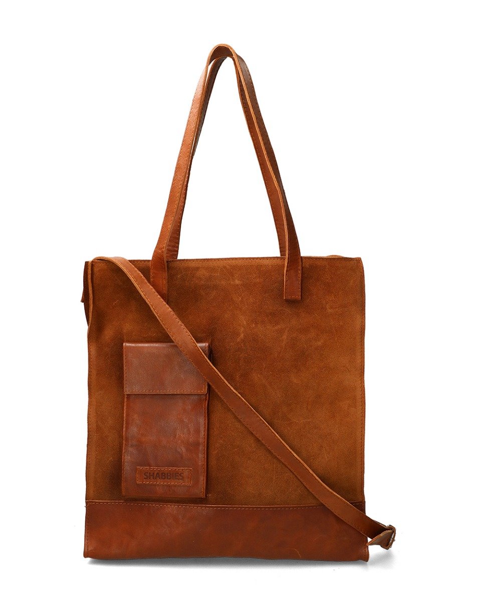 Shabbies Grote shopper gewaxt suède oranje
