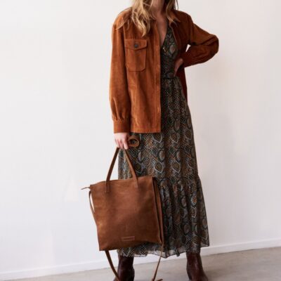 Shabbies Grote shopper gewaxt geschuurd leer warm bruin