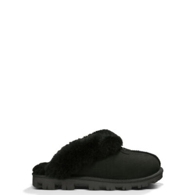 UGG Coquette Pantoffels voor Dames in Black, maat 38 | Leder/Shearling/Suede