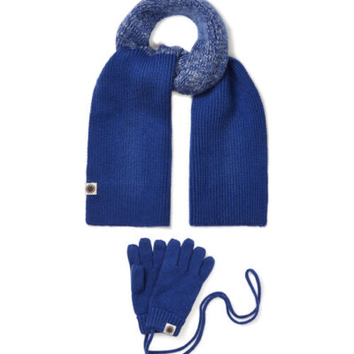UGG Boys Marled Pom Scarf Glove voor Kinderen in Blue M, maat 4/6 Jaar | Breien
