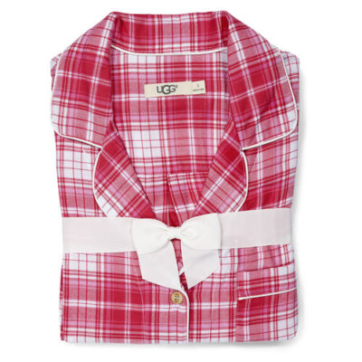 UGG Raven Set Flannel Gift Pyjama's voor Dames in Claret Red Plaid, maat S | Polyester